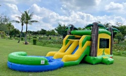 Island Party Dual Lane Bounce House with Slide - Wet/Dry