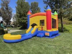 Multi Color Bounce House with Slide - Wet/Dry