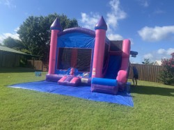 Pretty in Pink Mega Bounce House with Slide - Wet/Dry